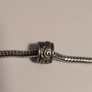 Silver Filigree Spacer Charm for Pandora Style Bracelet
